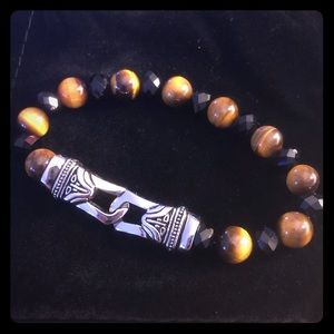 Tiger Eye Stretch Beaded Bracelet For Men